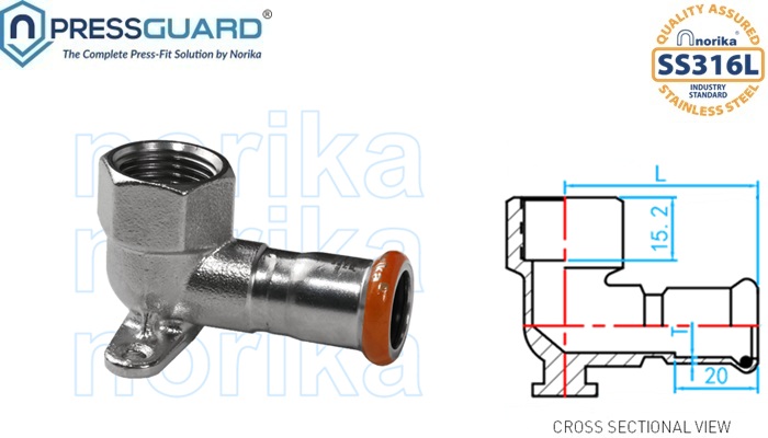 Stainless Steel 316L Press Fit Wall Plate Elbow